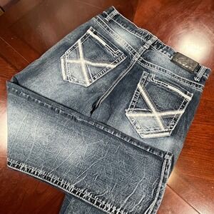 True Luck Jeans Womens 30x30 Straight Leg Contrast Stitch Medium Wash TL16350009